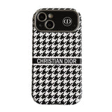 CD White & Brown Color Leather iPhone Case