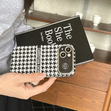 CD White & Brown Color Leather iPhone Case