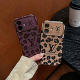 Lou Brown & Purple Color Leather iPhone Case