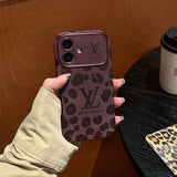 Lou Brown & Purple Color Leather iPhone Case