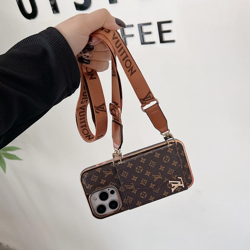 Lou Card Bag Crossbody Rose Gold iPhone Case