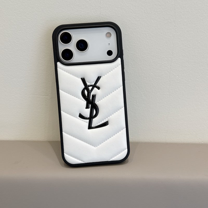 Saint Black & White Leather iPhone Case