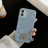 H Crocodile Pattern Color Leather iPhone Case