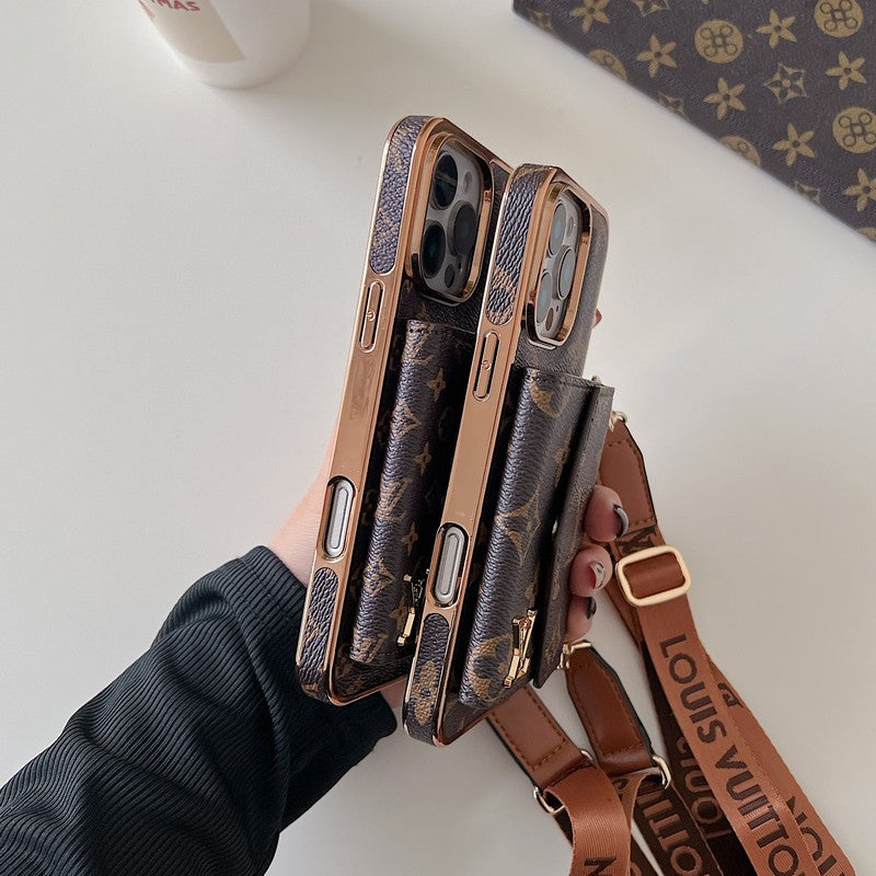 Lou Card Bag Crossbody Rose Gold iPhone Case