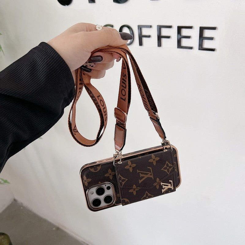Lou Card Bag Crossbody Rose Gold iPhone Case