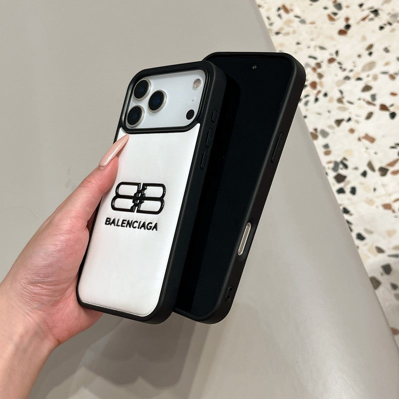 BB Black & White Leather iPhone Case