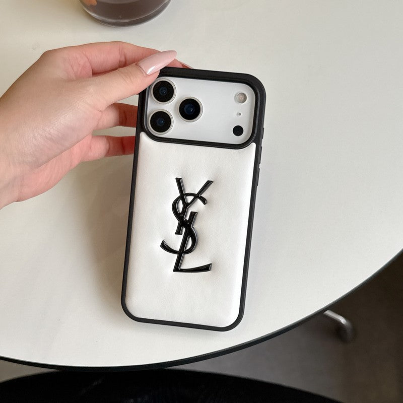 Saint Black & White Leather iPhone Case