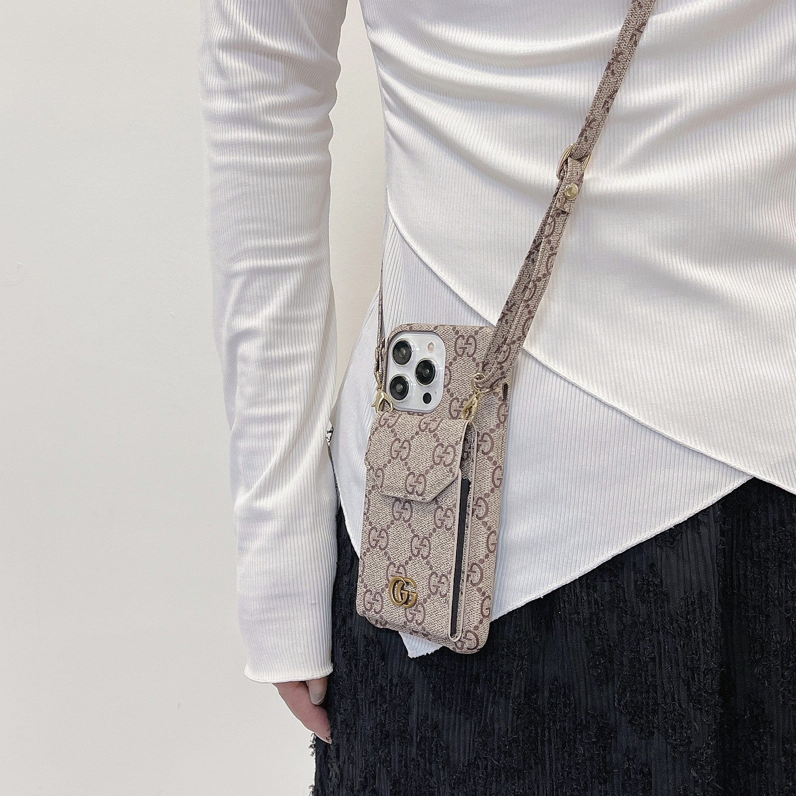 GG Fabric Chain iPhone Case