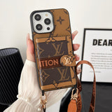 Lou Card Bag Chain Classic Brown iPhone Case