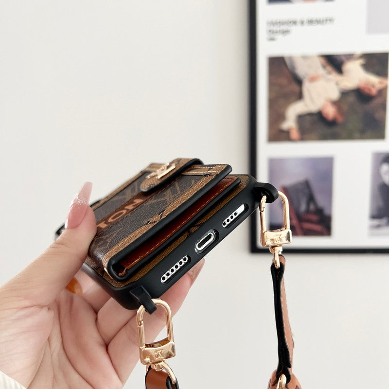 Lou Card Bag Chain Black & White iPhone Case