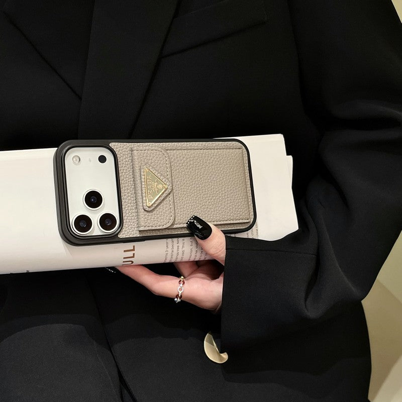 Pra Color Leather Card Bag iPhone Case