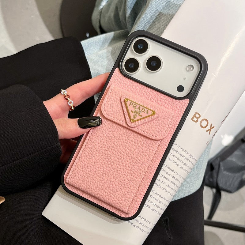 Pra Color Leather Card Bag iPhone Case
