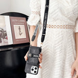 Lou Card Bag Chain Black & White iPhone Case
