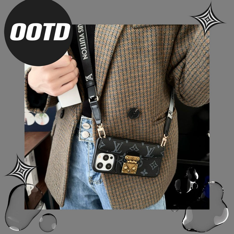 Lou Lock Card Bag Crossbody Chain iPhone Case