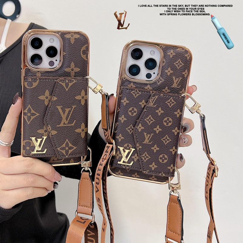 Lou Card Bag Crossbody Rose Gold iPhone Case