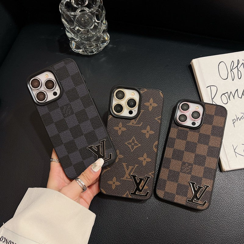 Lou Black Logo Leather iPhone Case