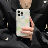 Lou Pink & Blue Checkerboard iPhone Case