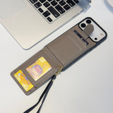 CC Card Bag Leather Hand Chain iPhone Case