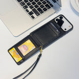 CC Card Bag Leather Hand Chain iPhone Case