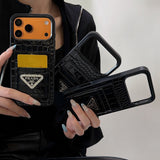 Pra Black Leather iPhone Case