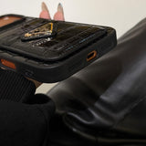 Pra Black Leather iPhone Case