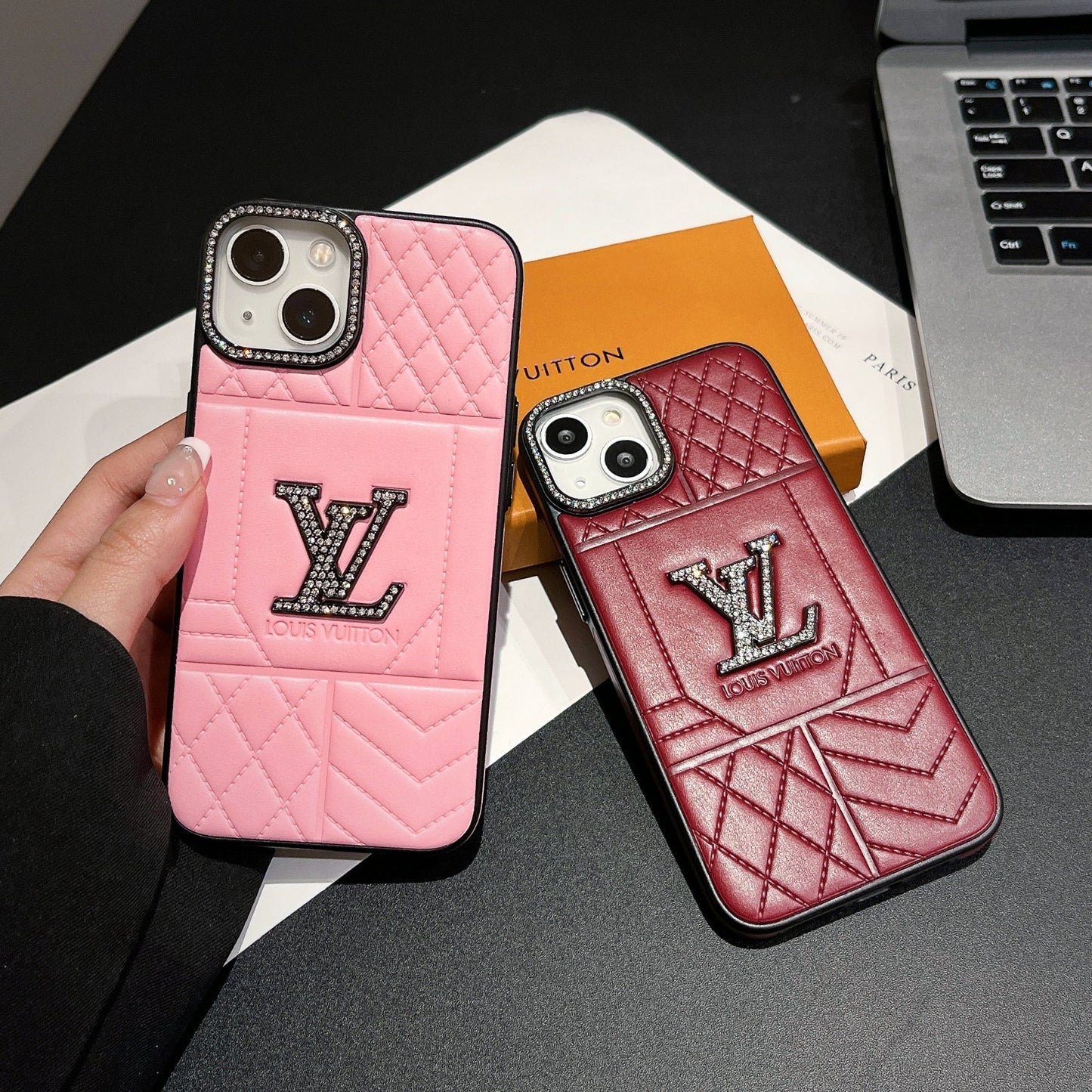 Lou Rhombus Leather iPhone Case