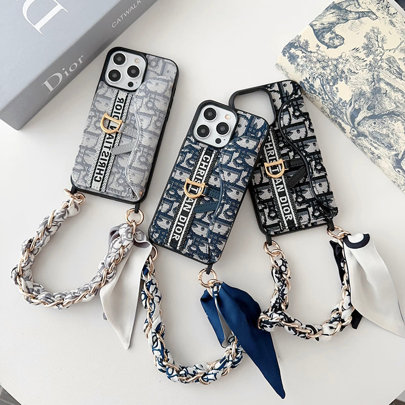 CD Crossbody Scarves Leather iPhone Case