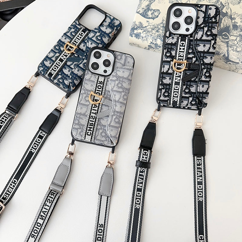 CD Crossbody Scarves Leather iPhone Case