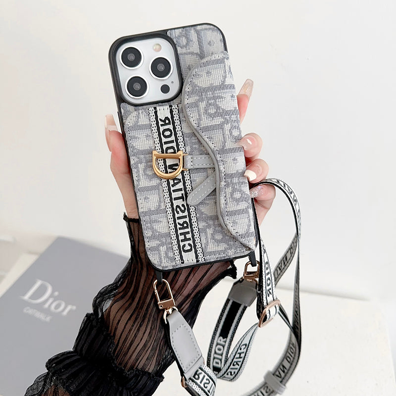 CD Crossbody Scarves Leather iPhone Case