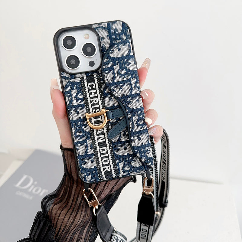 CD Crossbody Scarves Leather iPhone Case