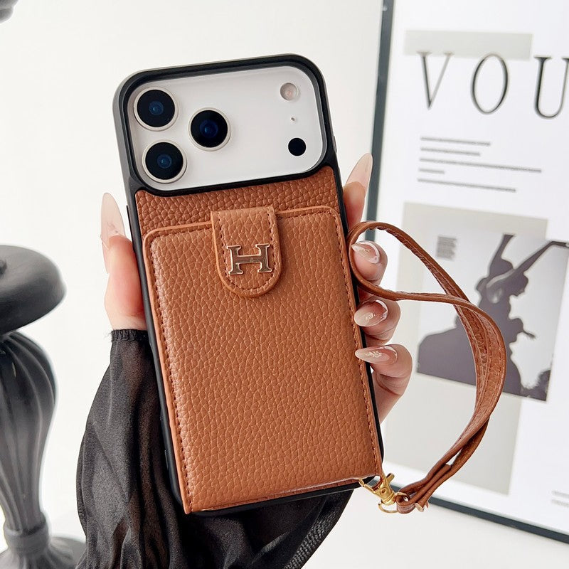 H Leather Hand Chain iPhone Case