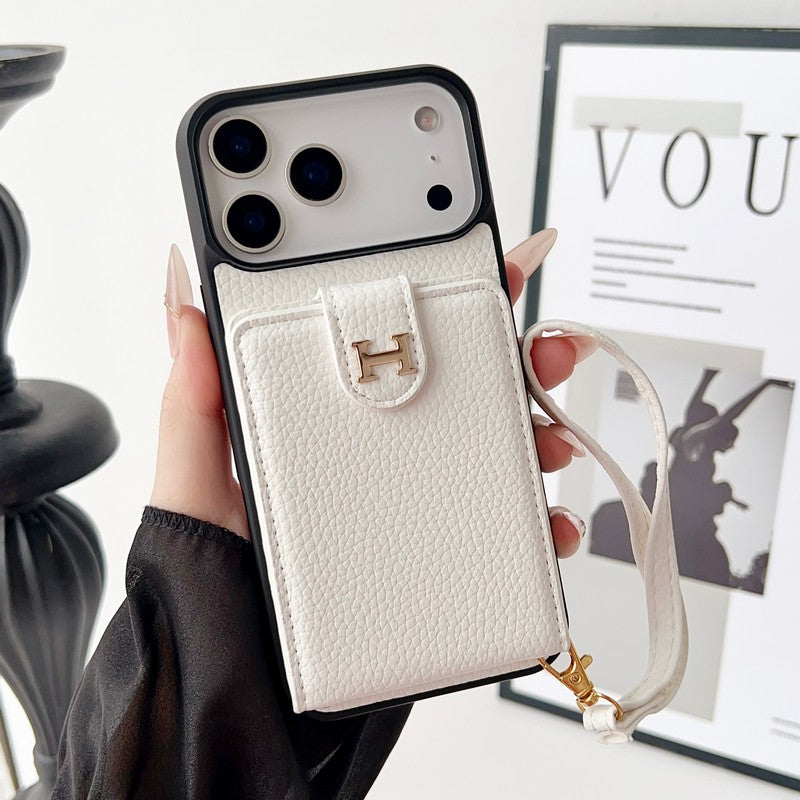H Leather Hand Chain iPhone Case