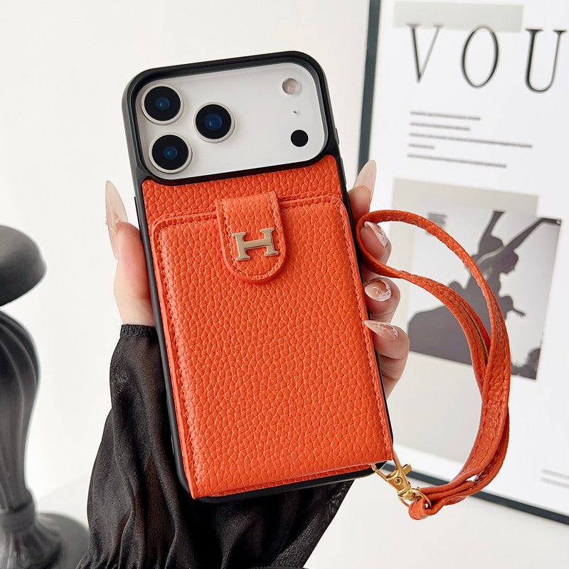 H Leather Hand Chain iPhone Case