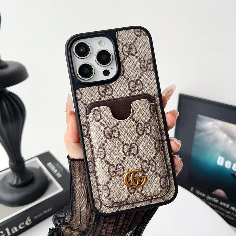 Lou GG New Card Holder Black Camera Cover iPhone Case