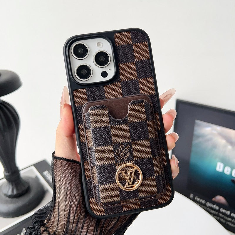 Lou New Card Holder Black Camera Cover iPhone Case