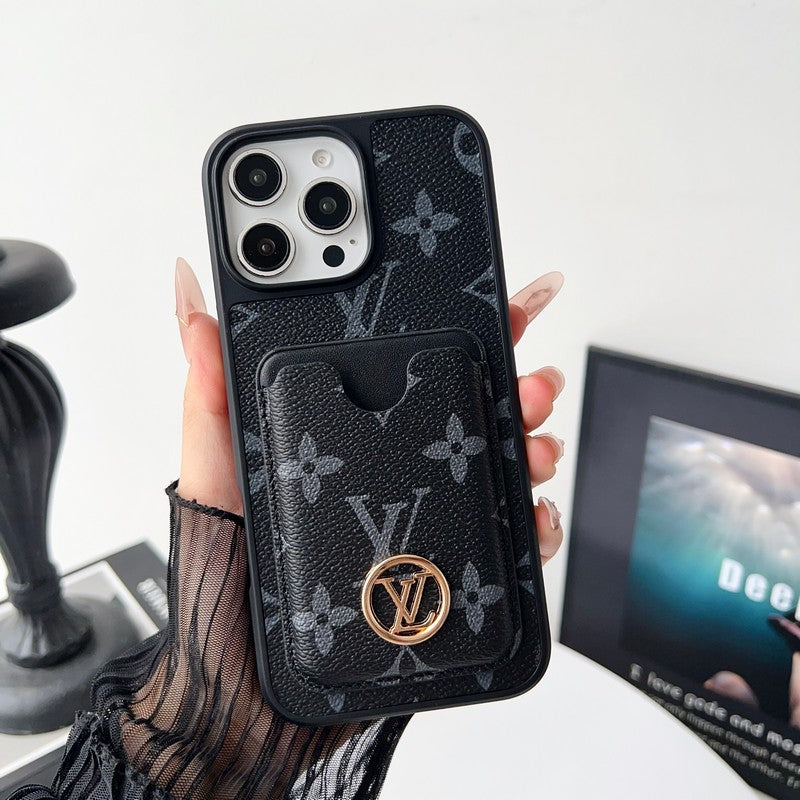 Lou GG New Card Holder Black Camera Cover iPhone 17 Case