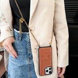 CE Gold Chain Leather iPhone 16 Case