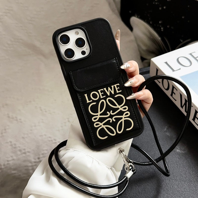 Loe Black & Brown Card Bag Crossbody iPhone Case