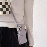 CC Card Bag Color Leather Chain iPhone Case