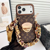 Louis Gold Card Bag Silk Scarves iPhone Case