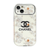 CC White & Brown Color Leather iPhone Case
