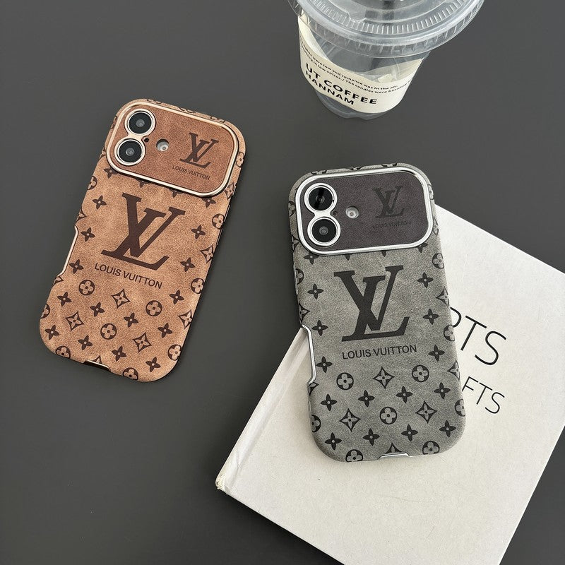 Lou Brown & Black Color Leather iPhone Case