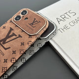 Lou Brown & Black Color Leather iPhone Case