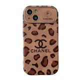 CC Brown Color Leather iPhone Case