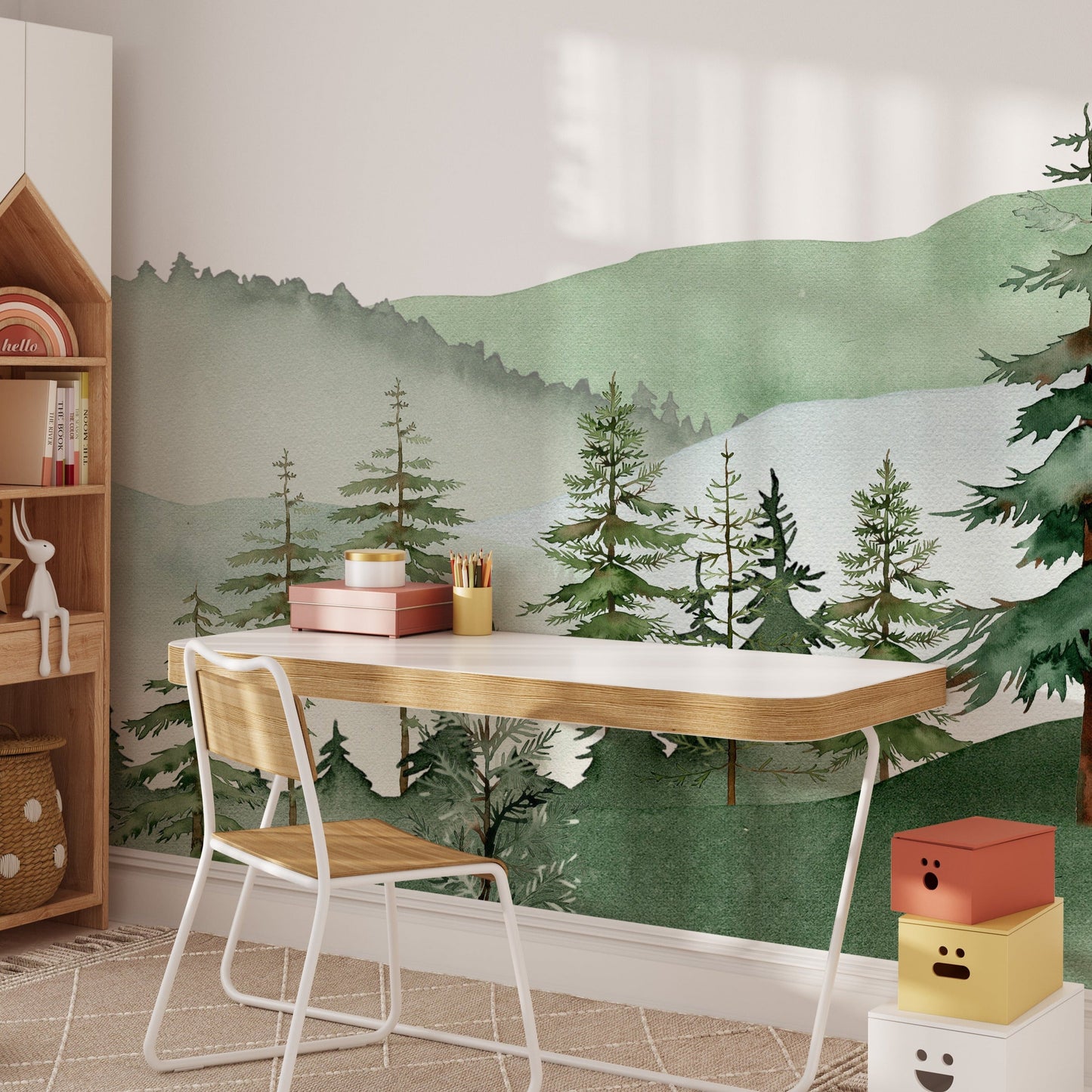 Mountain Wallpaper Watercolor Forest Mural
