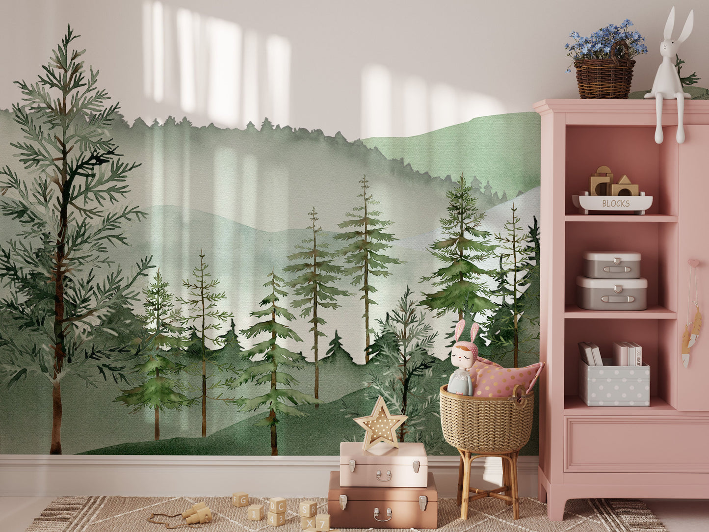 Mountain Wallpaper Watercolor Forest Mural